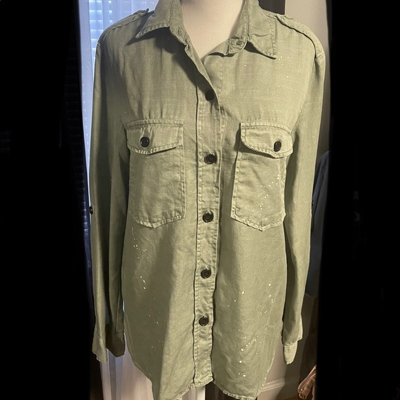 Zara Military Green Button Down Shirt- Size Large. - Picture 5 of 5